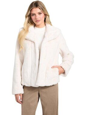 Guess Women's Muted Stone Imported Polyester Faux Fur Lined New Sophy Jackets